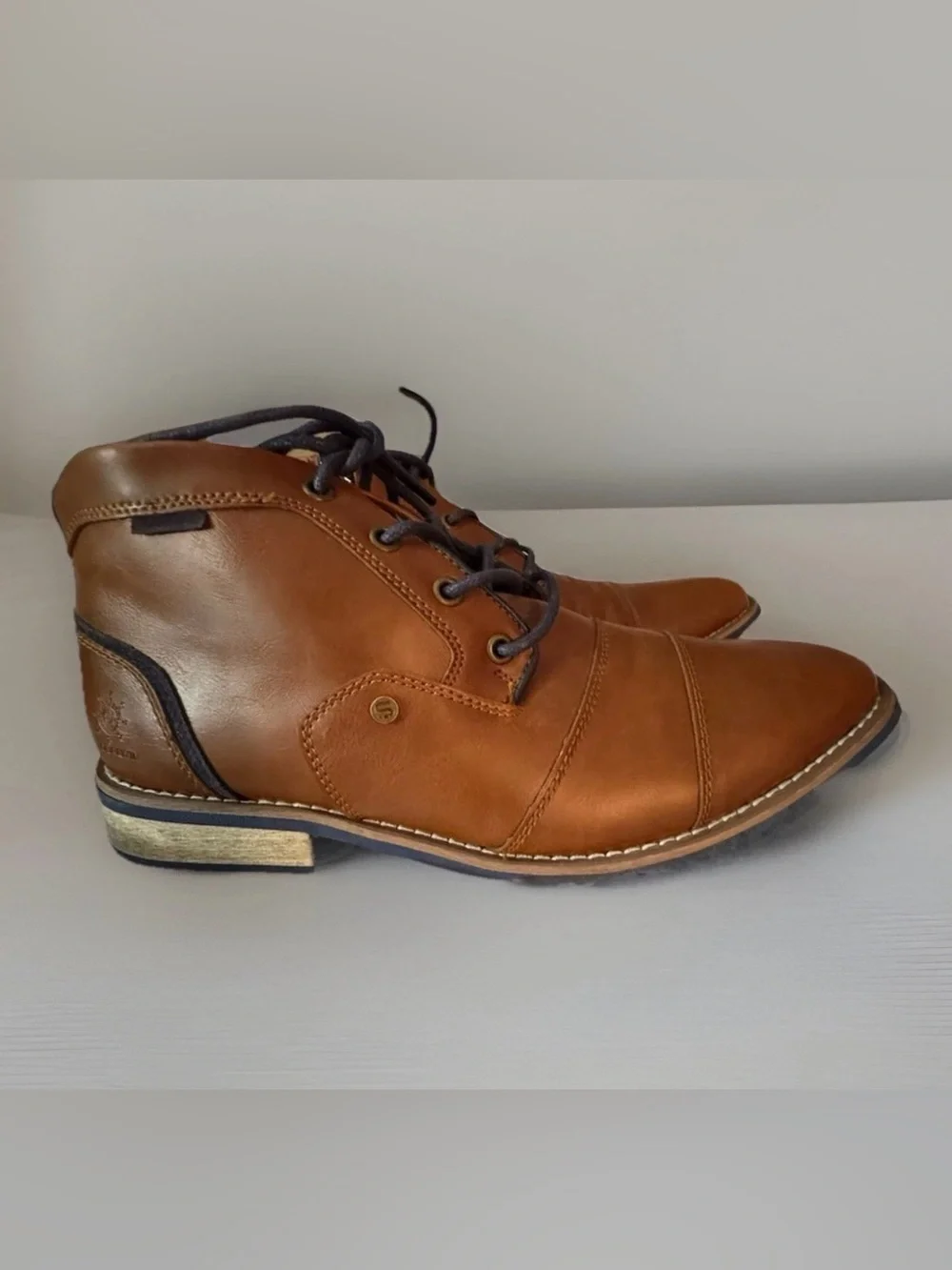 Global Win Tan Black Gray Leather Fashion Ankle Boots Round Toe Zipper Men’s 7.5